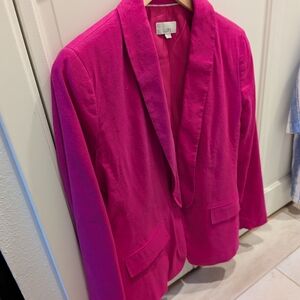 LOFT Linen Blend Pink Open-Front Blazer Jacket S